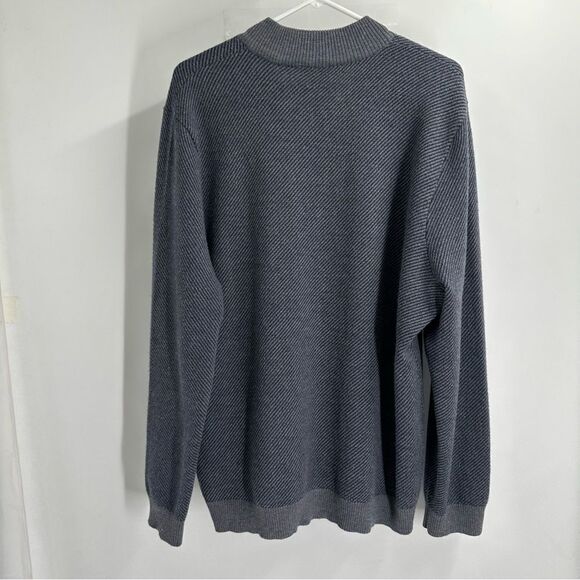 J McGlaughlin Size XL 100% Merino Wool Gray 1/4 Zip Ribbed Pullover Sweater. - Picture 7 of 9